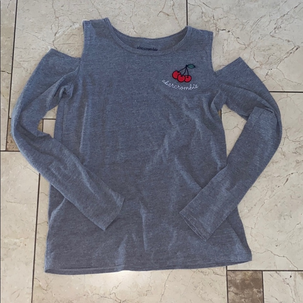 Grey off the shoulder long sleeve shirt